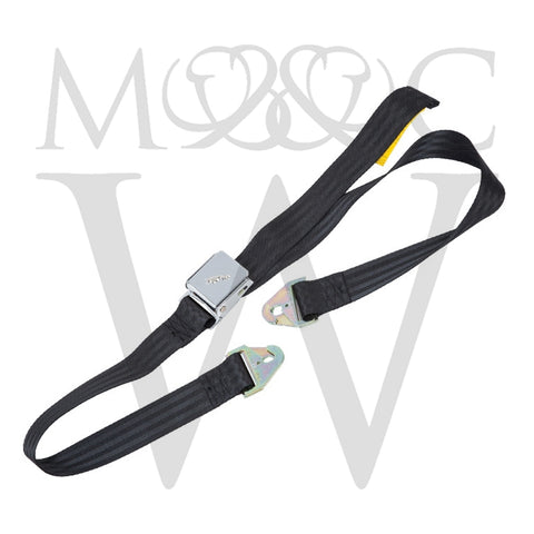 BF2004 - JAGUAR BLACK 2 POINT FIXING STATIC SEAT BELT - DAIMLER V8, MK2, MK5/7/9, S-TYPE, XK120, XK140, XK150/E-TYPE V12