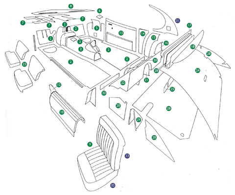JAGUAR XK140 FHC - INTERIOR TRIM KIT