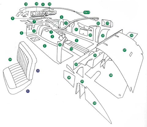 JAGUAR XK140 ROADSTER - INTERIOR TRIM KIT