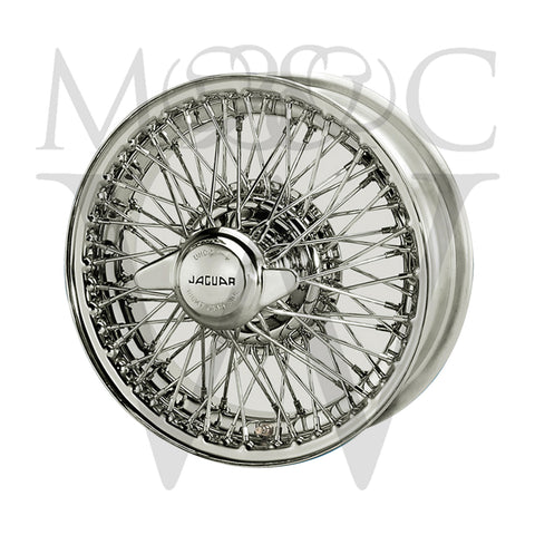 XW455-ST/3-TL STAINLESS STEEL 5" X 15" CURLY HUB WIRE WHEEL DAIMLER V8/MK1 2.4/MK2/E-TYPE S1/S-TYPE/420