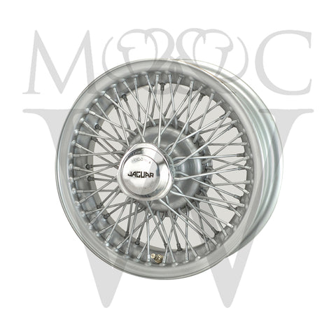 XW455S-TL SILVER PAINTED 5" X 15" CURLY HUB WIRE WHEEL DAIMLER V8/MK1/MK2/E-TYPE S1/S-TYPE/420